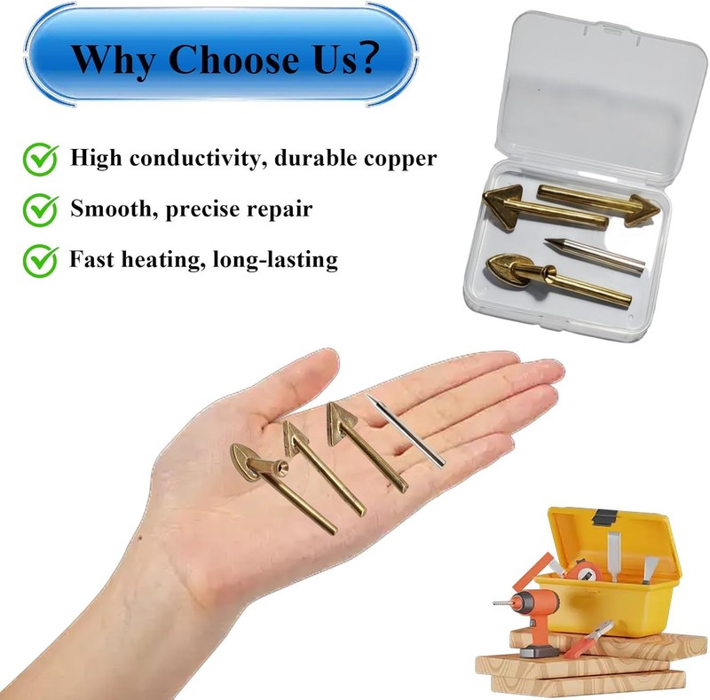 4 Pcs Copper Plastic Welding Tips for Soldering Iron, Replacement Triangular ... gallery