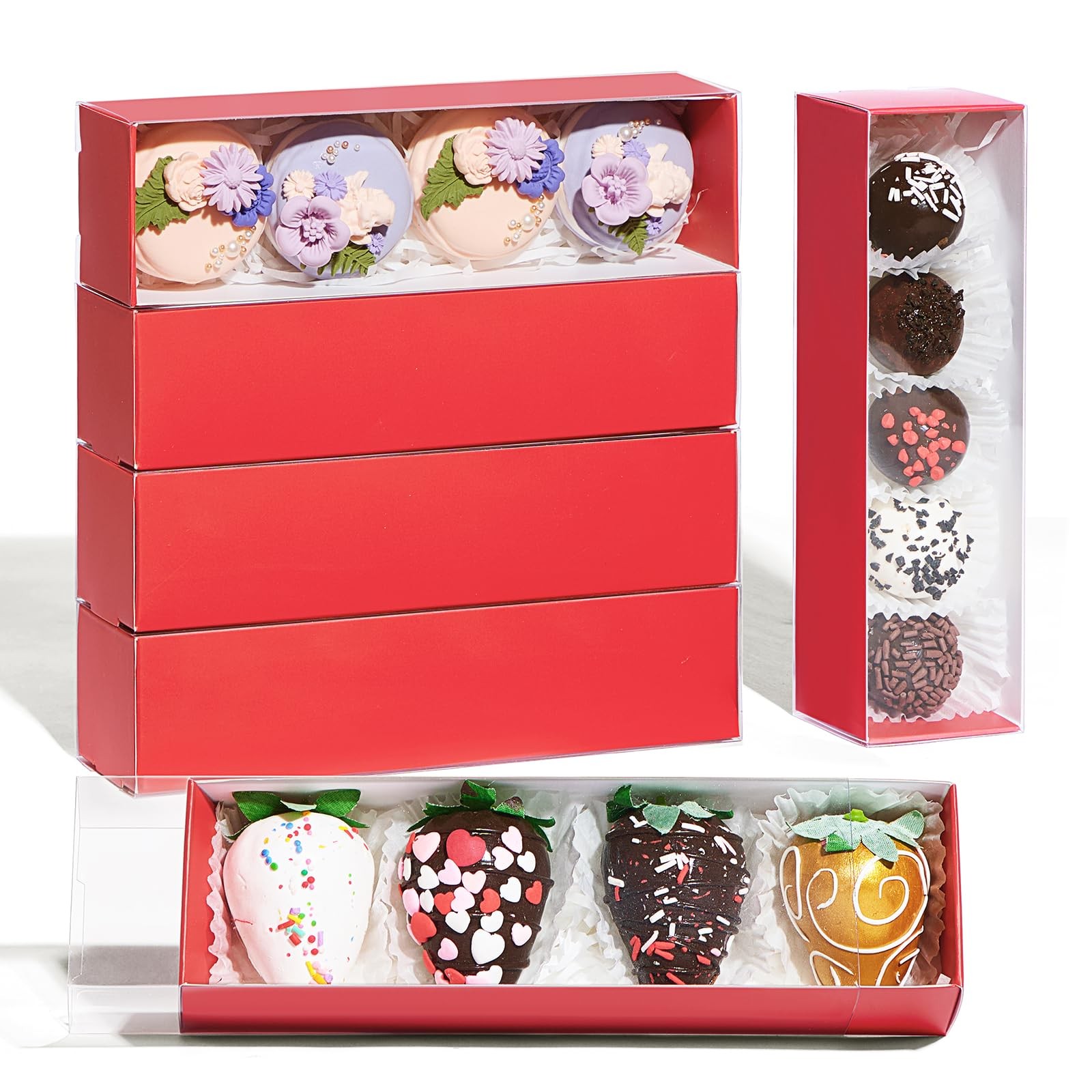 25Pcs 8x2.2x2 Inches Chocolate Covered Strawberry Boxes Mcaron Truffle Empty gallery