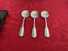Oneida Community 18/8 stainless Ridgecrest 3 round bowl soup spoons 5 7/8″ NM…