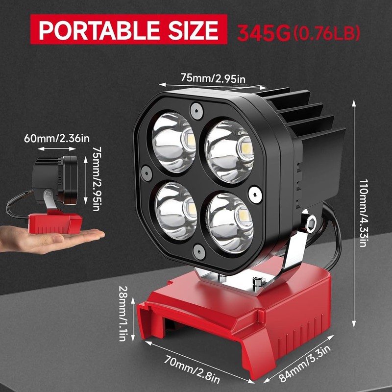 6000 Lumens LED Work Light - 2-Pack, 18V Battery Compatible with Safety Features gallery