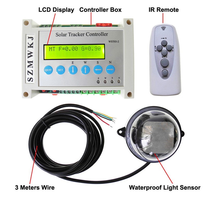 Dual Axis Solar Tracker Complete Kit & 2PCS 18" Linear Actuator & LCD Controller gallery