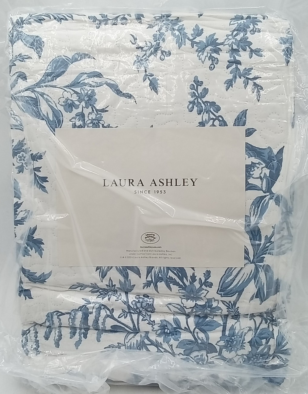 Laura Ashley Quilt Set Reversible Cotton Bedding King Bedford Delft Blue Sealed gallery