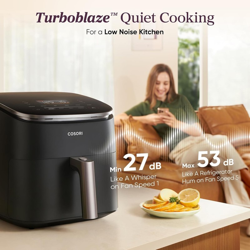 Air Fryer, 6 Quart, Ceramic Coating, 90°-450°F, 120V, Dark Gray gallery