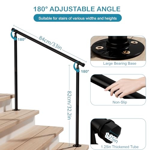 Pack Handrails for Outdoor Steps 3 Step Stair Railing Outdoor Fit to 3 Steps 2 gallery