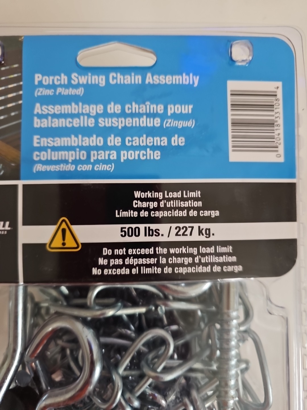 Porch Swing Hanging Chain Kit Assembly Ceiling Hooks 500 LB Max Load gallery