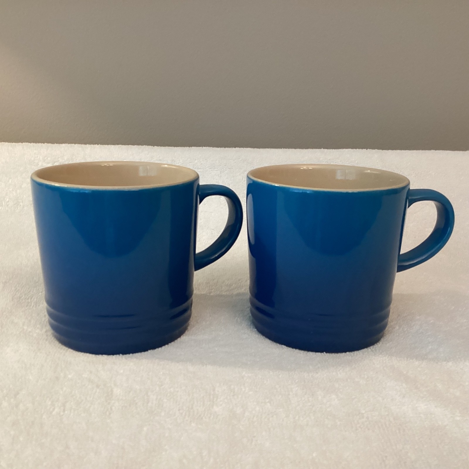 2 LE CREUSET Azure Blue with Tan Interior~ 350ml Beverage Mugs gallery