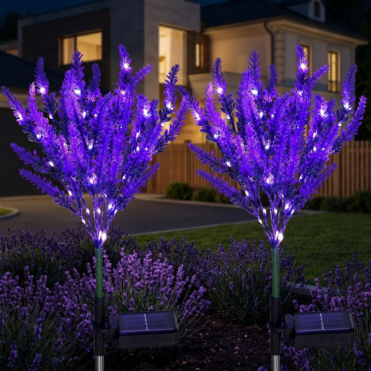 2 Pack Lavender Solar Garden Lights – Outdoor Waterproof Solar Flowers with ,... gallery