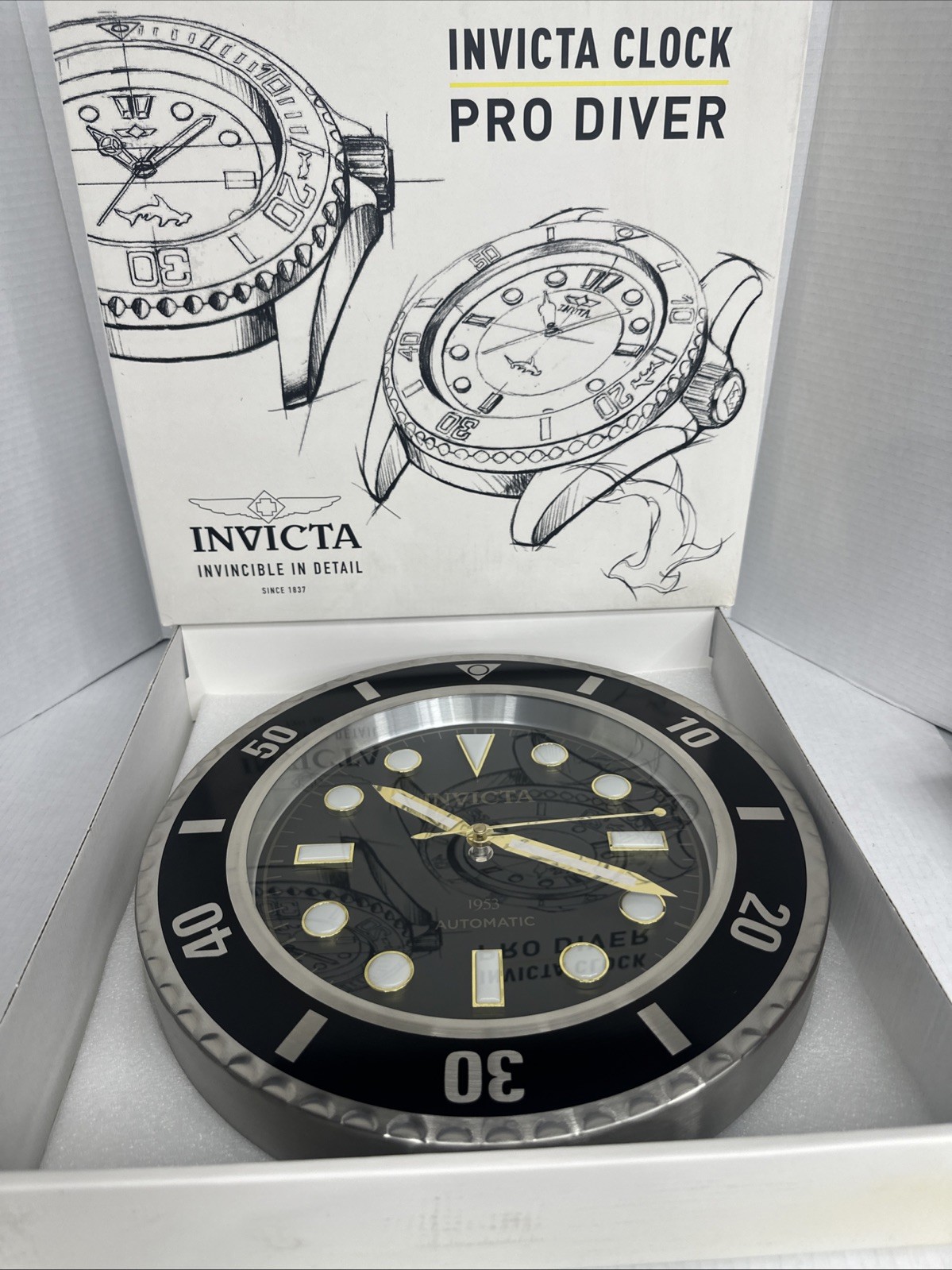Invicta Pro Diver Wall Clock 14” Blue Nautical Stainless Steel Quartz Taiwan gallery