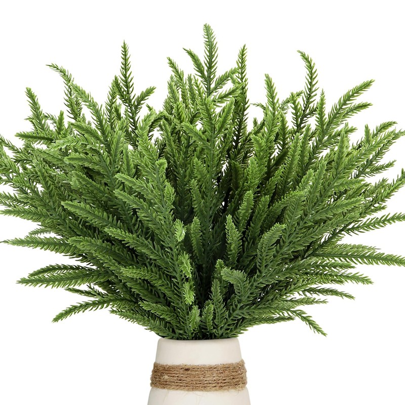 15" Artificial Pine Branches Faux Evergreen Sprigs Fake Foliage Greenery 30 Pcs gallery