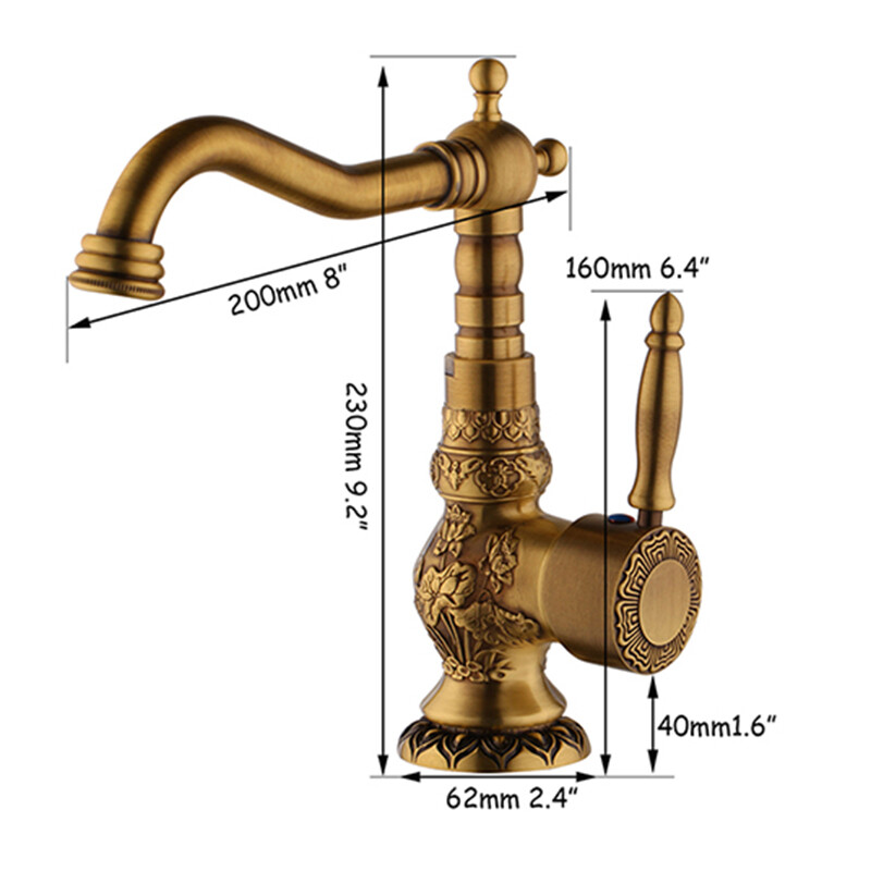 Antique Brass Deck Mount Bathroom Basin Sink Vessel Faucet Mixer Single Hole Tap gallery