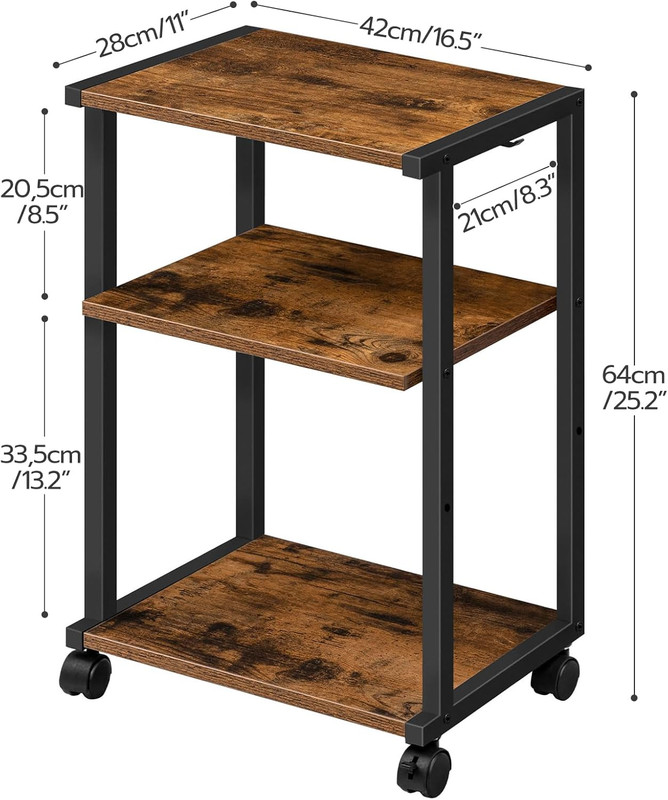 Mobile Printer Stand, 3-Tier Printer Cart under Desk with Storage, Industrial Ad gallery