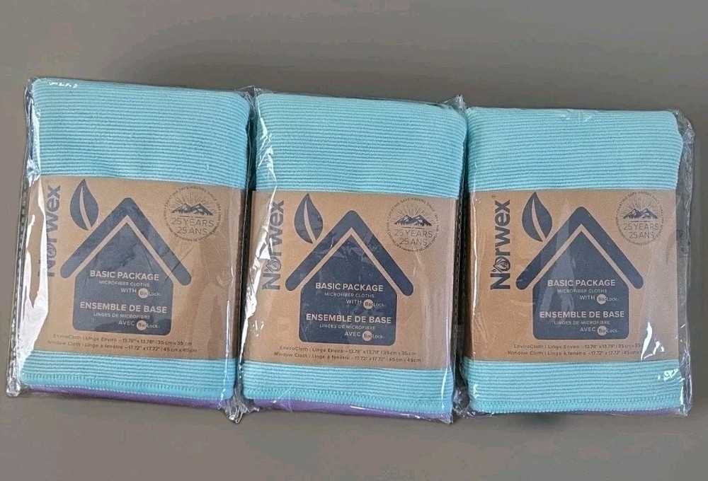 Lot of 3 Norwex Basic Package (3 EnviroCloth, 3 Window Cloth) FREE US SHIPPING!!