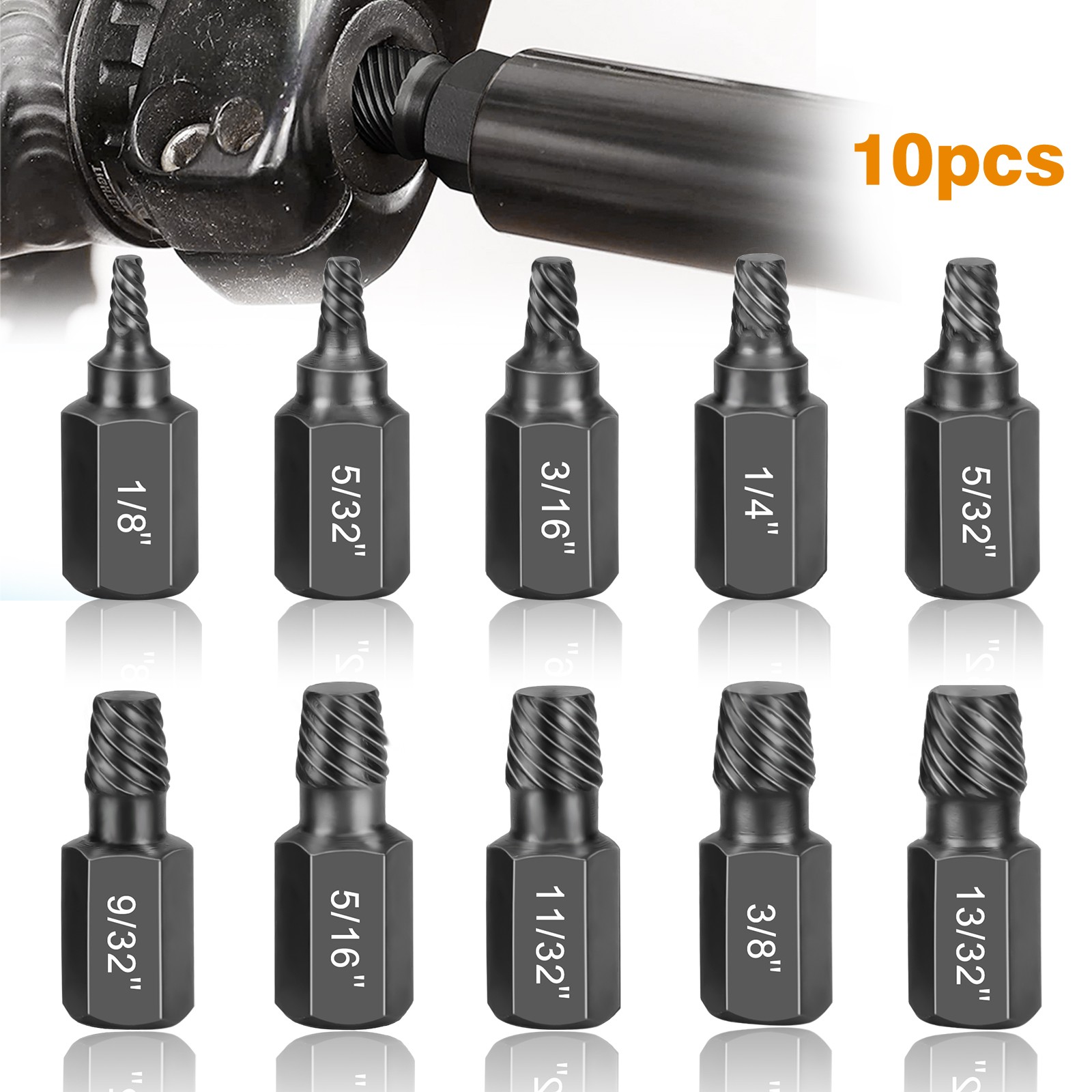 10Pcs Screw Extractor Set Hex Head Multi-Spline Easy Out Bolt Remover Tool Kit gallery