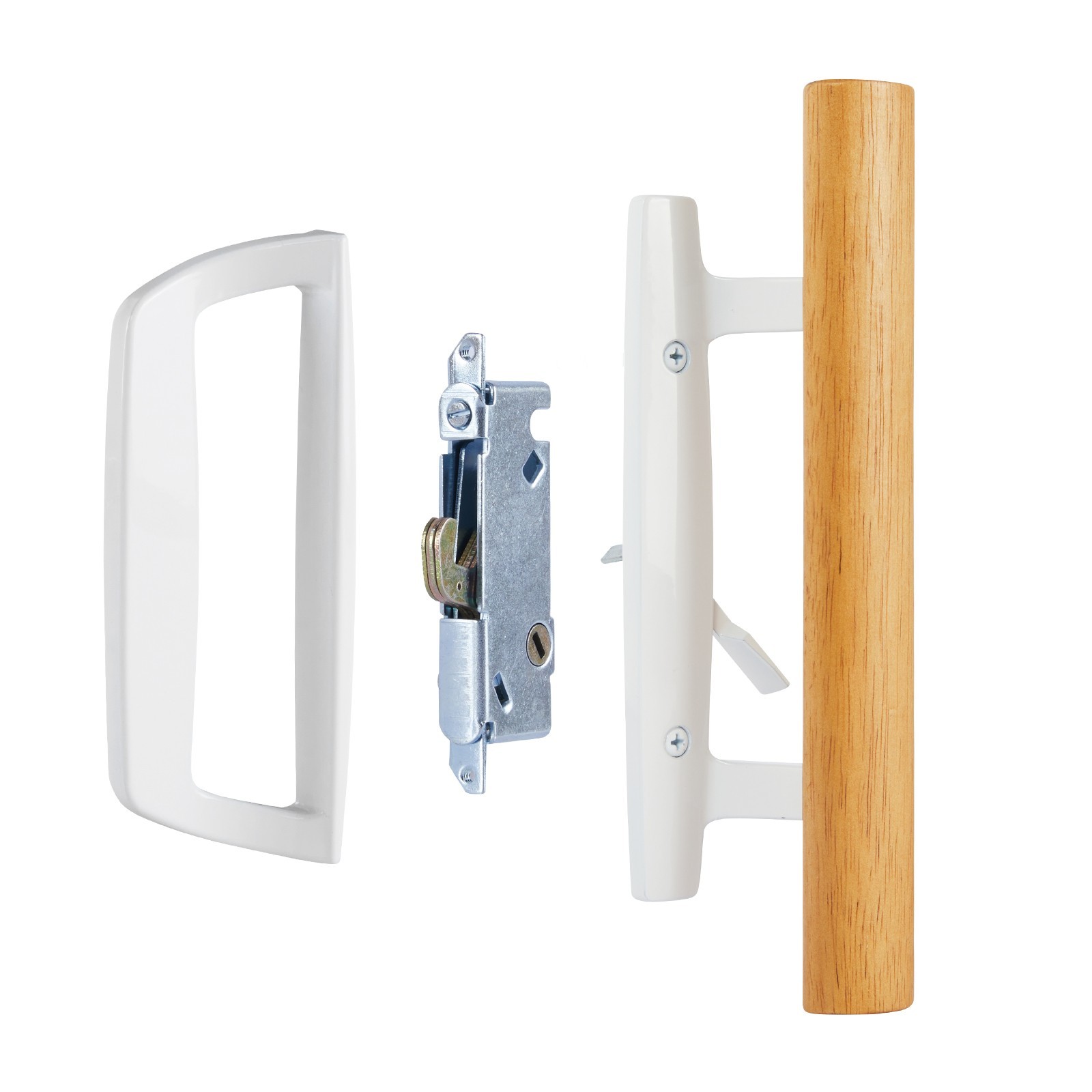 Patio Sliding Glass Door Handle Set | Non-Keyed Mortise Lock with 45° White gallery