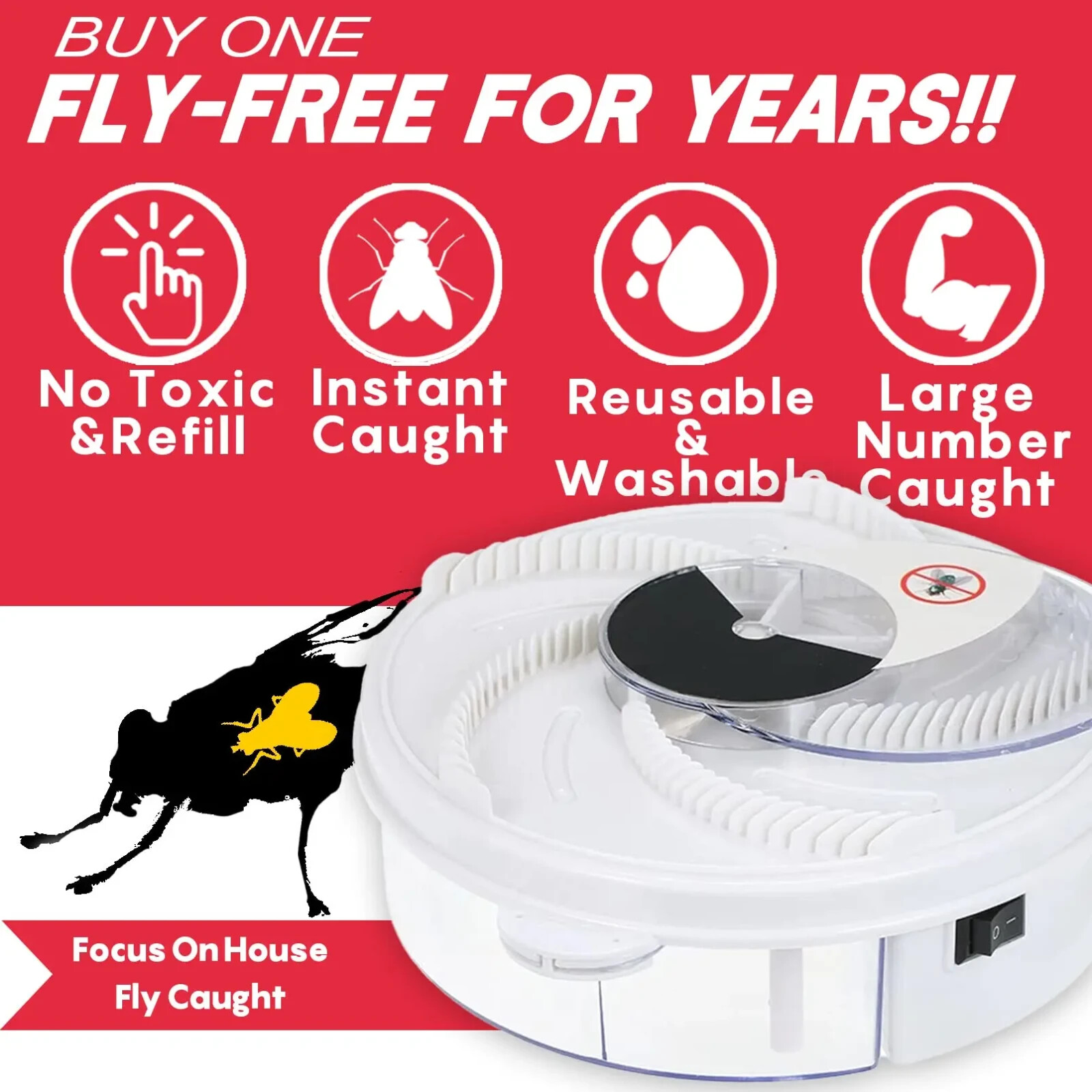 Electric Fly Trap Automatic Fly Catcher Rotating Fly Pest Repellent Kitchen Tool gallery