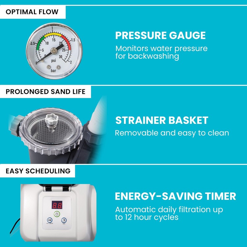 Pump 2800 GPH Sand Filter Automatic Timer Gray Intex 26647EG Pool Krystal Clear gallery