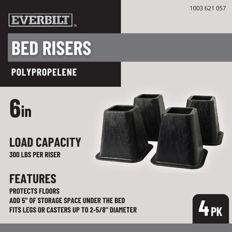 Everbilt 6 in. Black Bed Risers (4-Pack) gallery
