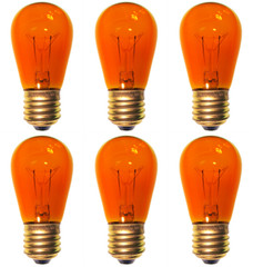 6 Bulbs 11S14 Orange 120 Volt S14 E26 Medium Base 11 Watt 11S14TO for Signs etc.
