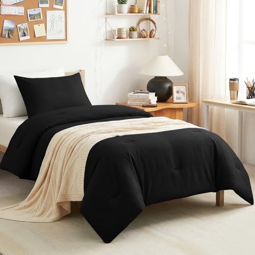 Comforter Set 2 Pieces Twin Extra Long Solid Breathable Twin/Twin XL Black gallery