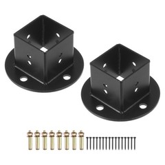 2pcs Square Floor Flange 2″ X2″ Post Base Brackets Kit Wall Mount Black