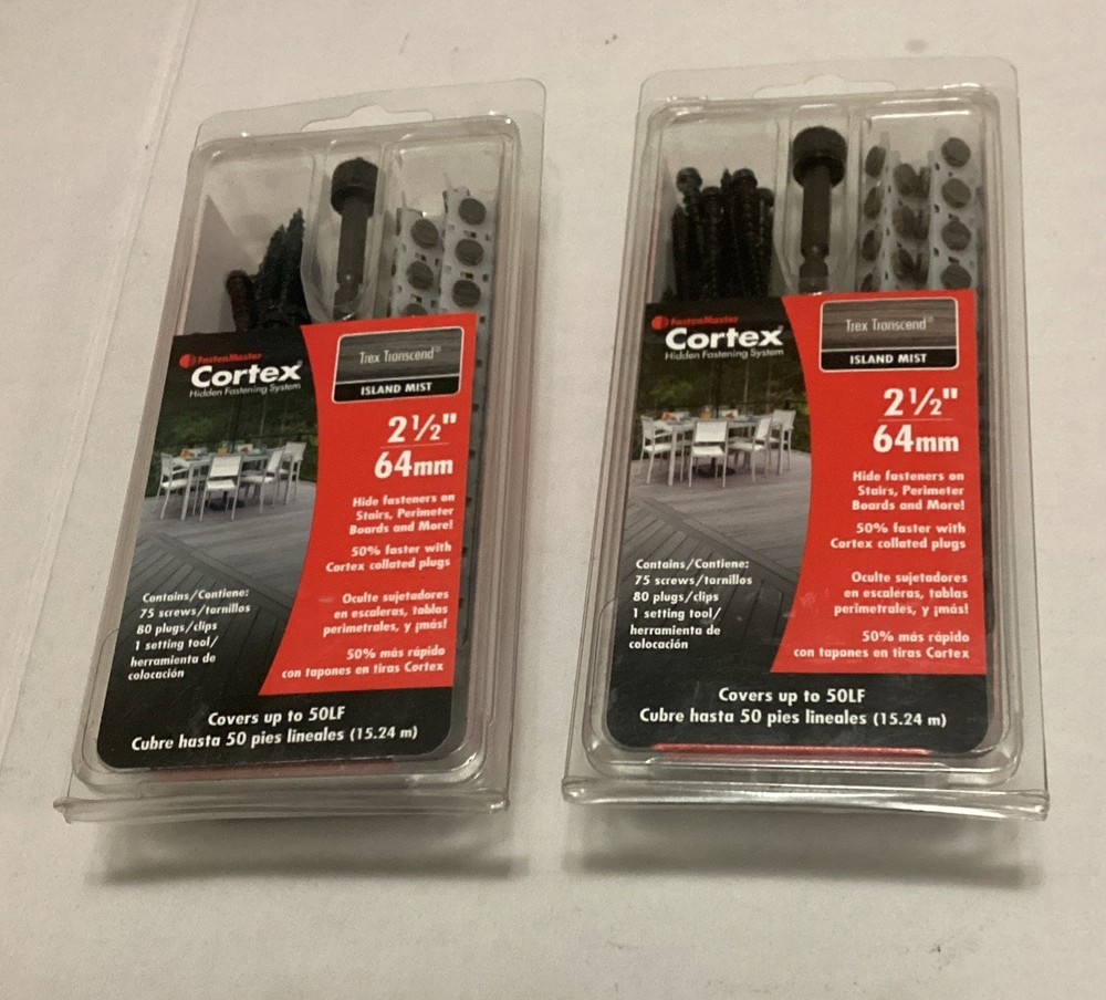 Two (2) Boxes Fastenmaster Cortex Fastening System Trex Screw & Plug Island Mist