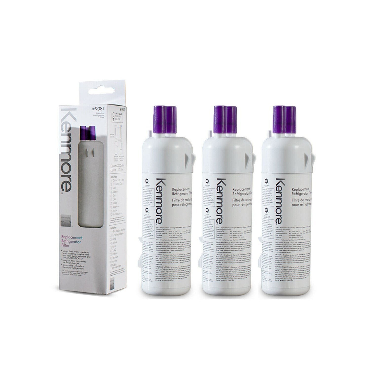 3 Pack 9081 Kenmore 469081 46-9930 Refrigerator &Water Filter New FREE SHIPPING gallery