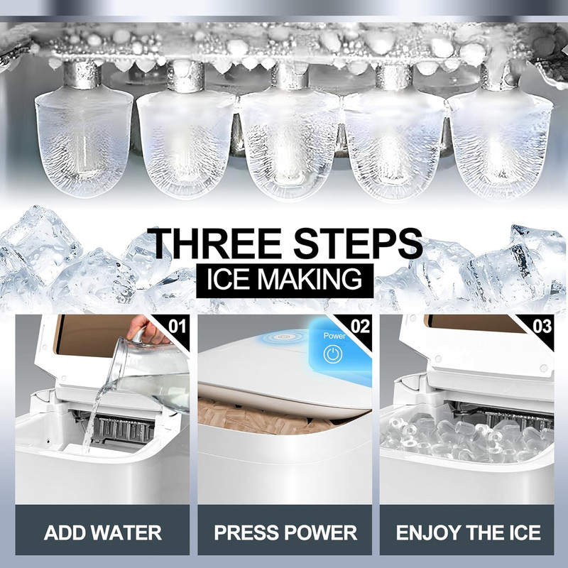 Ice Makers Countertop - Pebble Ice Maker Machine with App, 30 Mins Self Cleaning gallery
