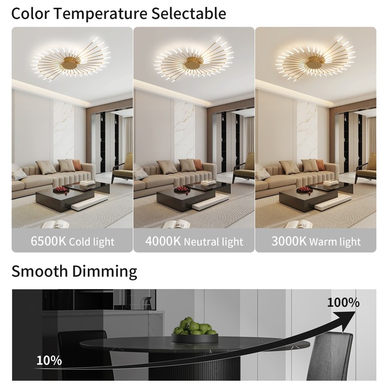 42-Light Fireworks Ceiling Light LED Flush Mount App Remote Dimmable Modern gallery