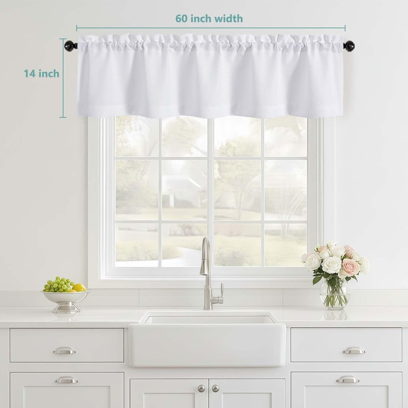 White Valance for Windows - Light Filtering Faux Linen Textured Small Window ... gallery
