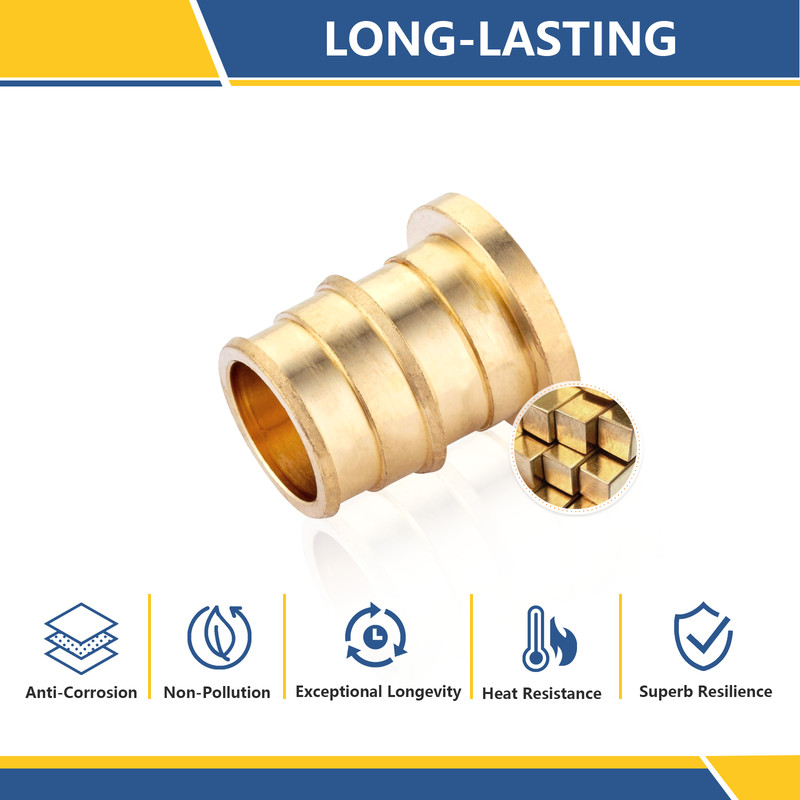 EFIELD (2-50 Pack) Pex A End Cap 1/2" Plug Expansion Brass Fitting Lead Free gallery