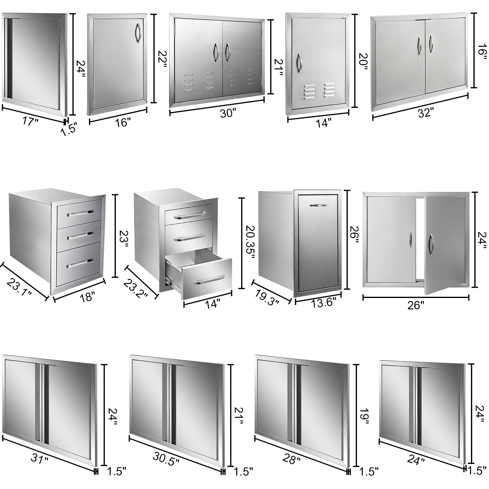 VEVOR Stainless Steel Access BBQ Island Kitchen BBQ Door Drawers Outdoor gallery