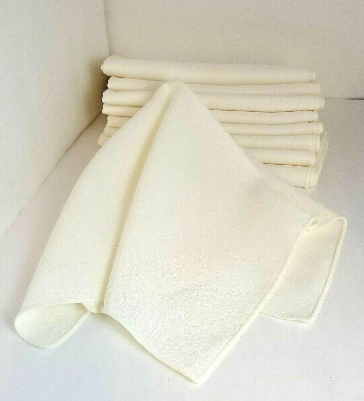 Twelve (12) Linen-like, Ivory, Polyester Blend, CLOTH NAPKINS - New gallery