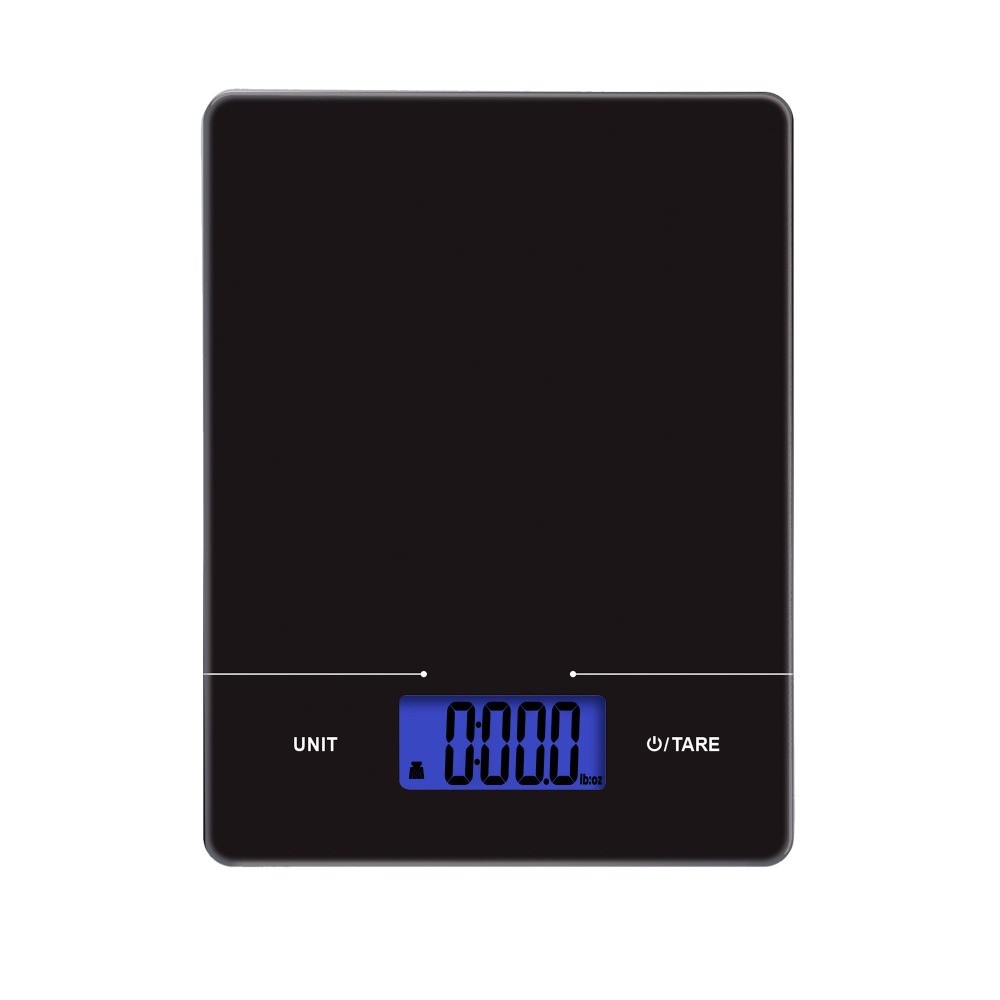 Mainstays Tempered Glass Slimline Digital Scale with Blue Backlit, Black gallery