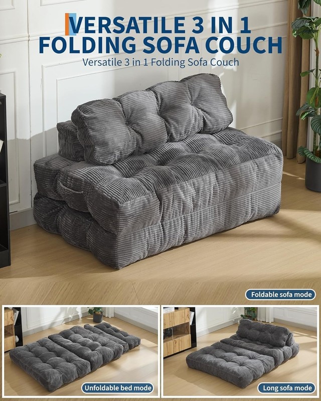 Oversize 2-in-1 Folding Sofa Bed Sleeper Mattress Chair with Pillow 72x52x8" gallery