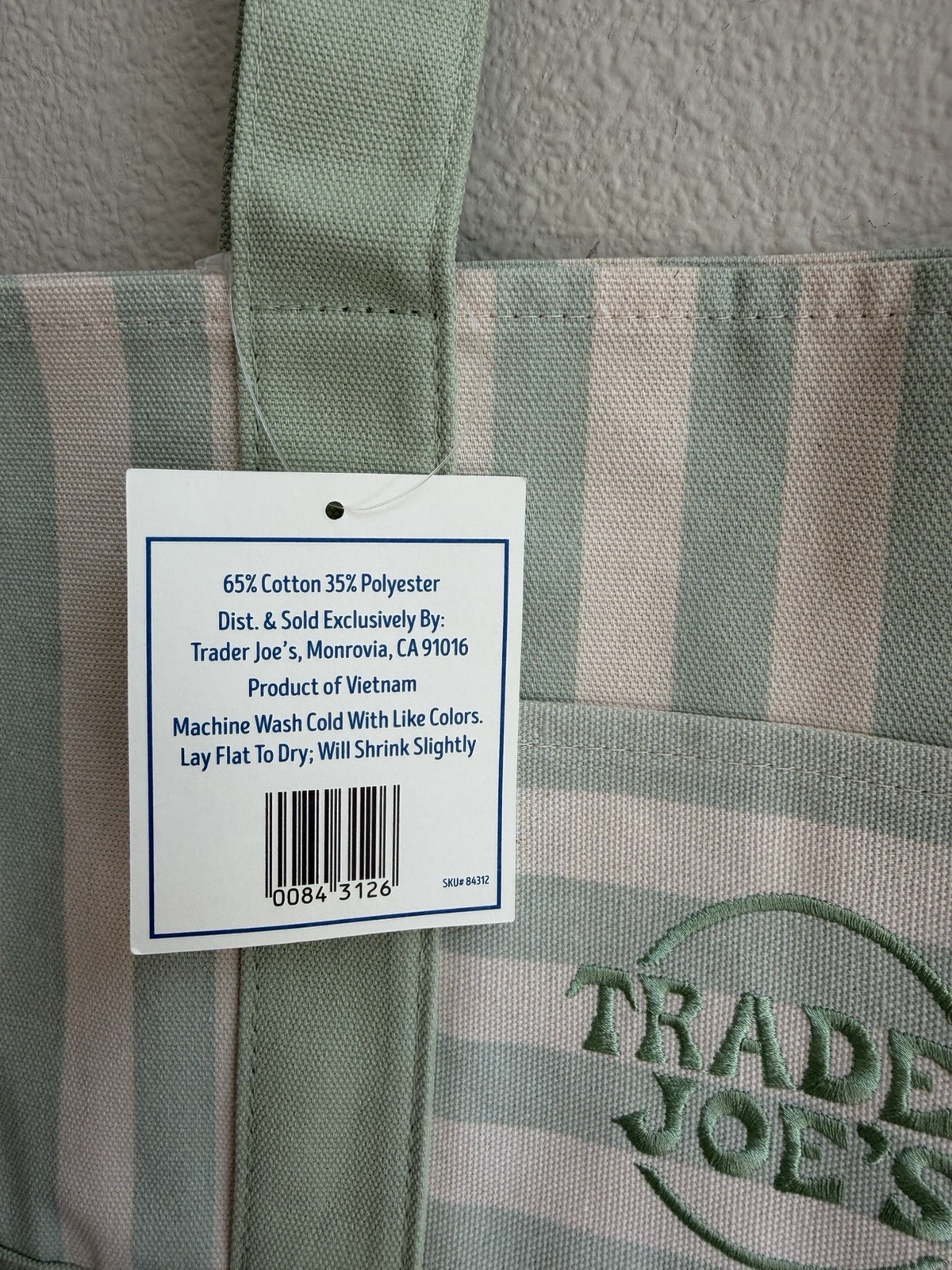 Trader Joe’s 2026 Striped Mini Pastel Canvas Tote Bags - Green - READY TO SHIP gallery