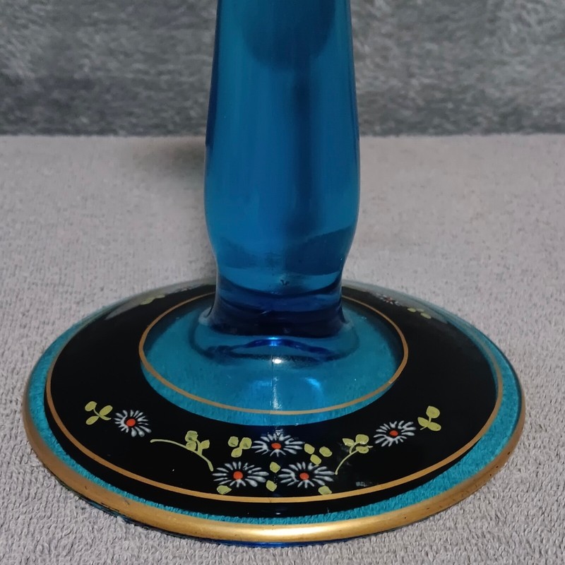 Light Blue Glass Candle Stick Multicolor 9 Inch gallery