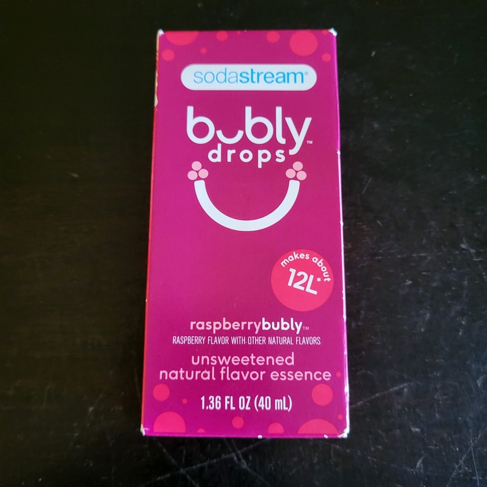 Sodastream Bubly Drops Raspberry Unsweetened Flavor 1.36oz -Makes 12 Liters