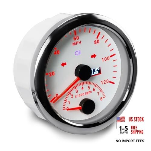 3.34inch 85MM Speedometer 0-120MPH + 8000 RPM Tachometer DC12V for Car White gallery