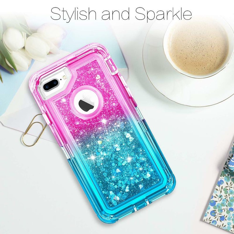Cute Gradient Glitter Liquid Case Cover For iPhone 8 7 6 PLUS Fits Otterbox Clip gallery
