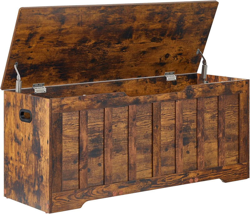 43.3"Storage Chest Extra Large,Storage Trunk with 2 Safety Hinges,Wooden Storage gallery