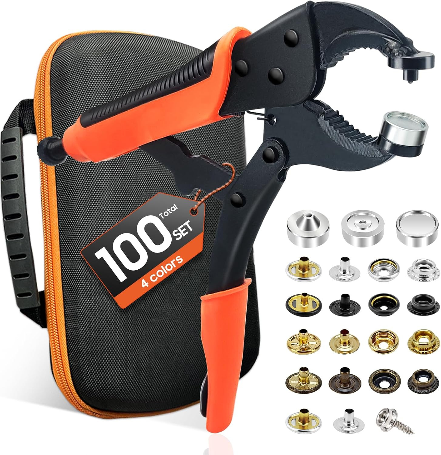 Heavy Duty Snap Fastener Tool Kit, Punching Function, Snap Button Tool with Adju gallery