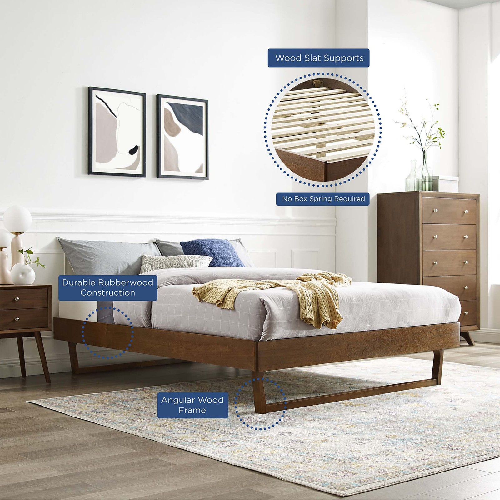 Billie Wood Platform Bed Frame gallery