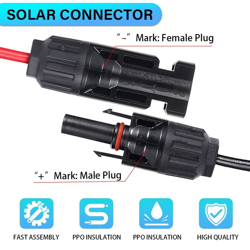 3ft Solar Panel Extension Cable 4in1 Solar Connector for Portable Power Station gallery