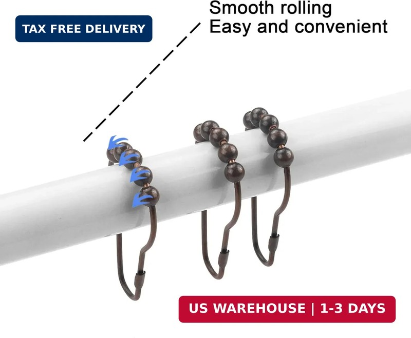 Shower Curtain Hooks Rings, Rustproof Metal Shower Curtain Rings for Bathroom Sh gallery