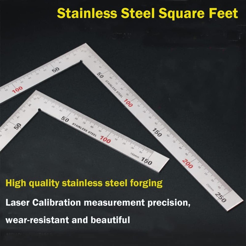 Right Angle Ruler 150—300mm Stainless Steel L Shape Ruler 90 Degree Square Tool gallery