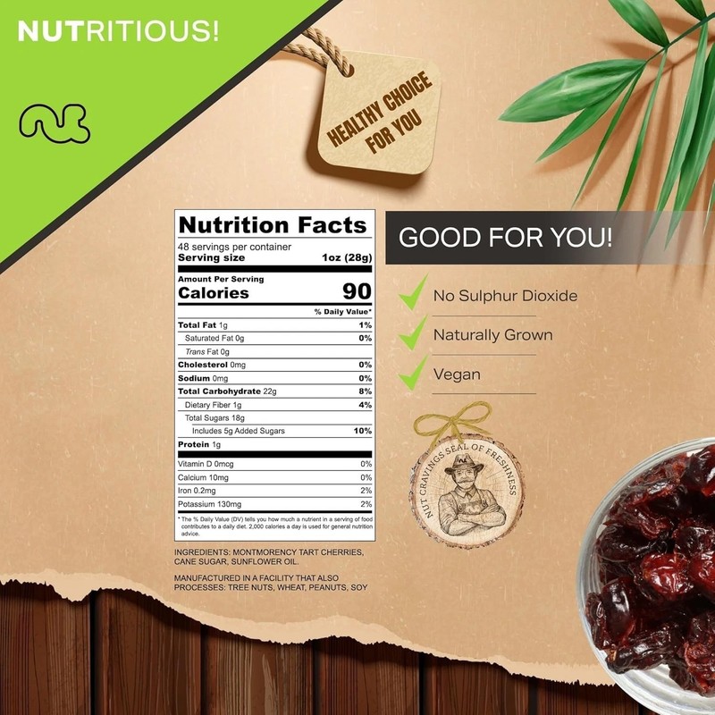 48oz Resealable Dried Cherries - Lightly Sweetened, , Kosher Snack gallery