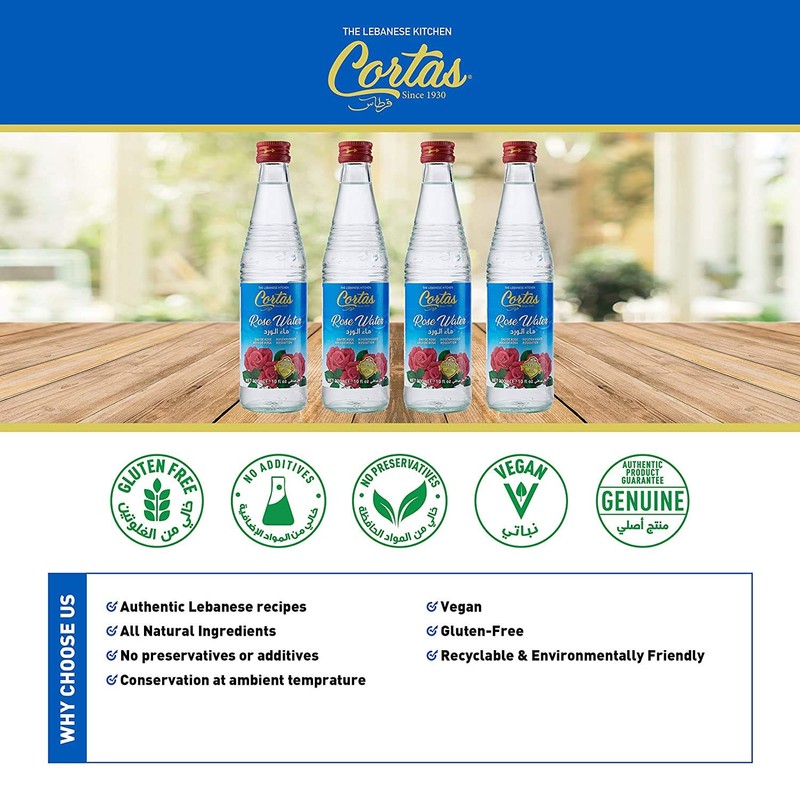CORTAS Rose Water 10 Fl Oz Authentic Product of Lebanon for Cooking Baking gallery