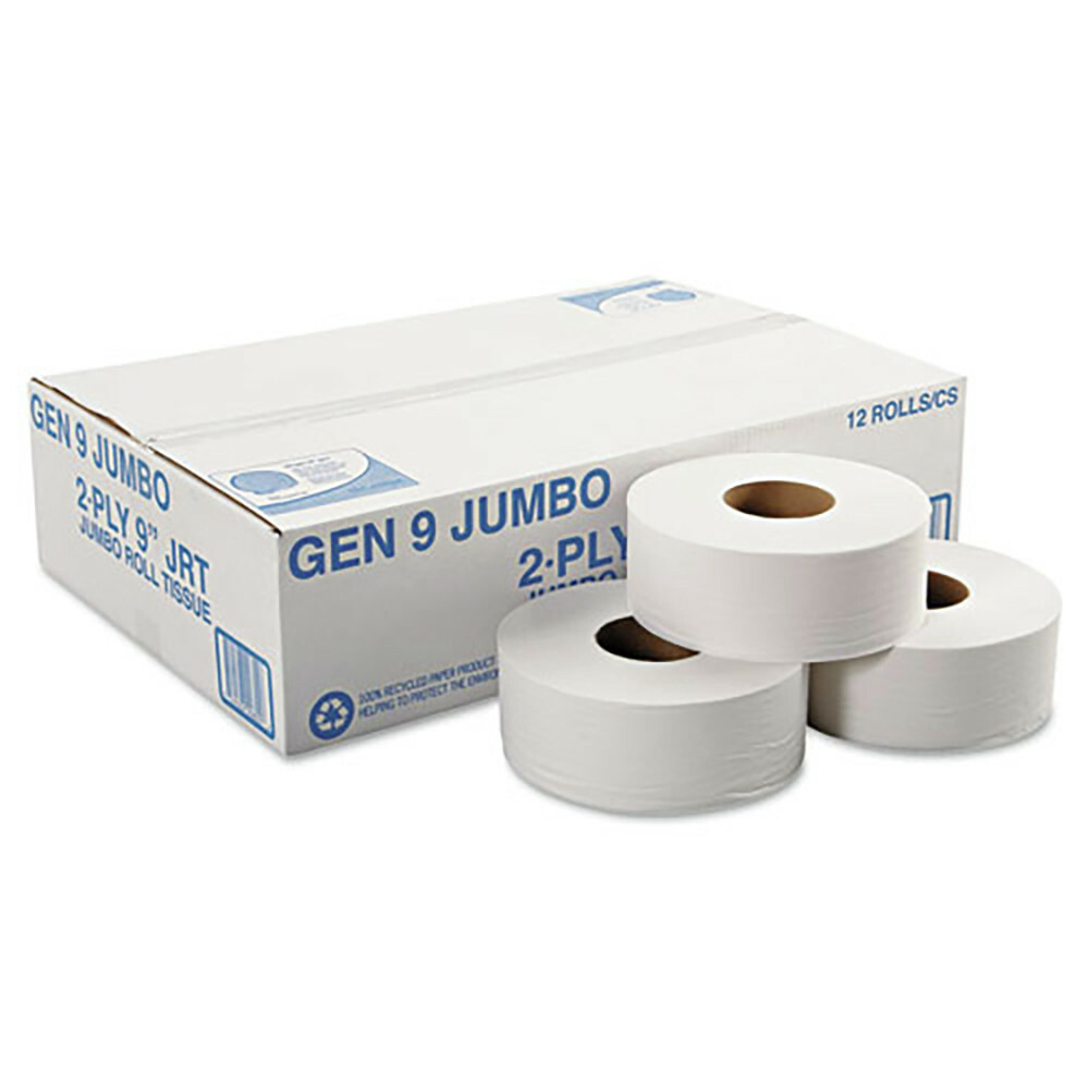 General Supply 9JUMBOB 9 in. 2 Ply Jumbo Roll Bath Tissue - WHT (12/Carton) New gallery