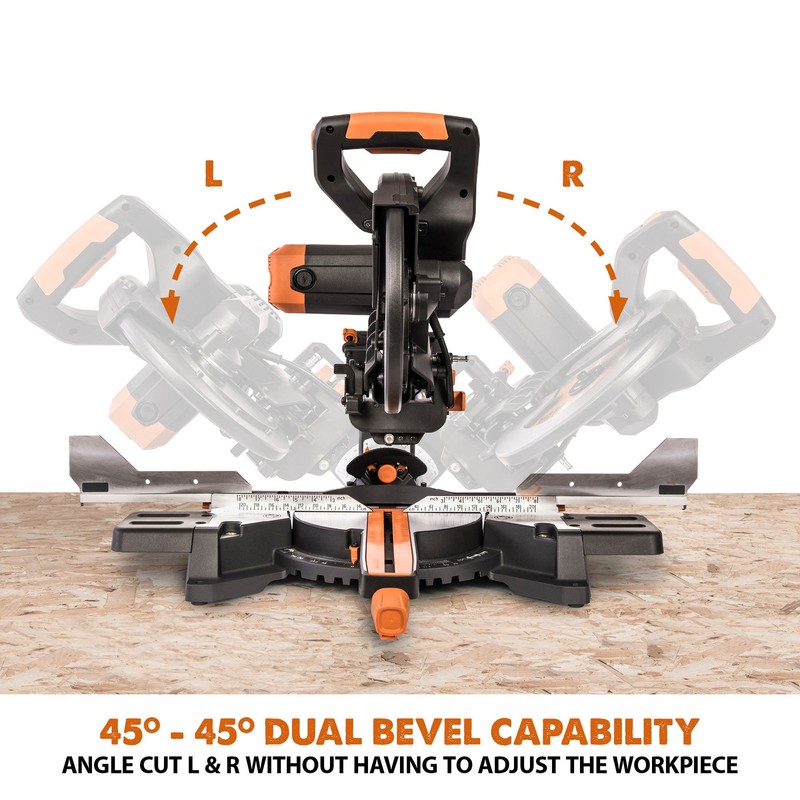 Evolution R255SMS-DB+: Dual Bevel Sliding Miter Saw With 10 in. Multi-Material C gallery