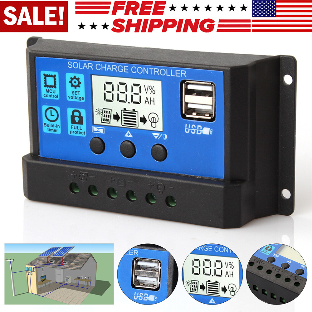 12V 24V 30A Solar Charge Controller Auto Dual USB Solar Panel Charger Regulator gallery